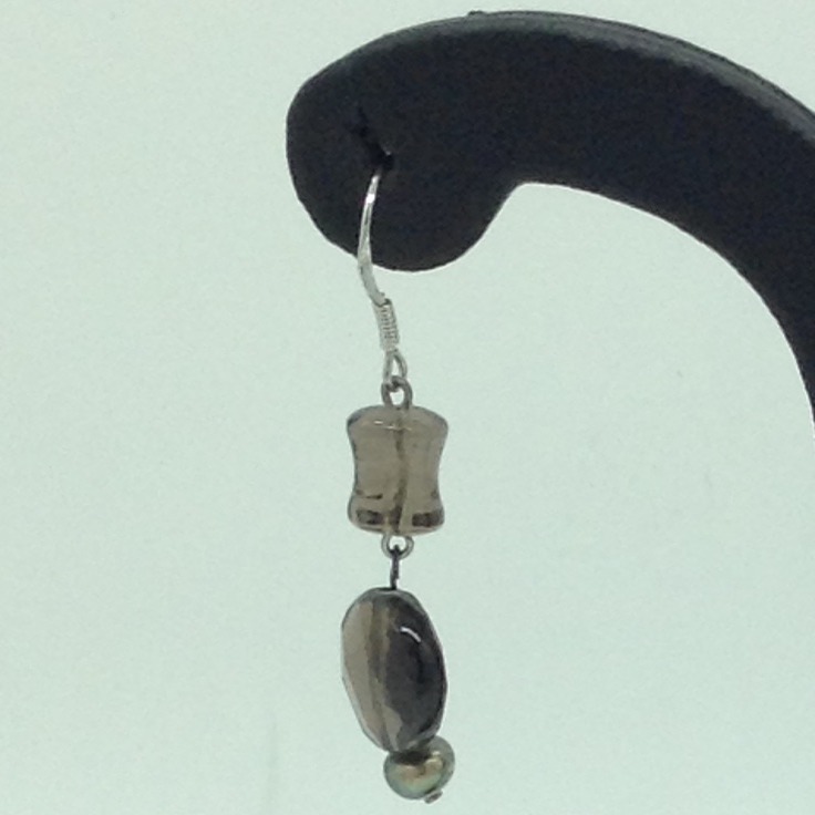 Smoky Topaz Silver Ear Hangings JER0153