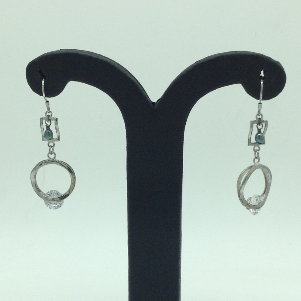Pearl CZ Silver Ear Hangings JER0152