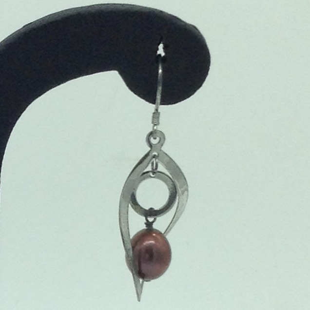 Pearl Silver Ear Hangings JER0150 - Image 3