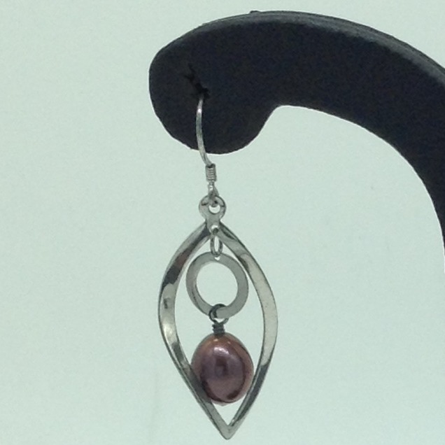 Pearl Silver Ear Hangings JER0150 - Image 2
