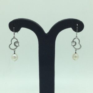 Pearl CZ Silver Ear Hangings JER0147