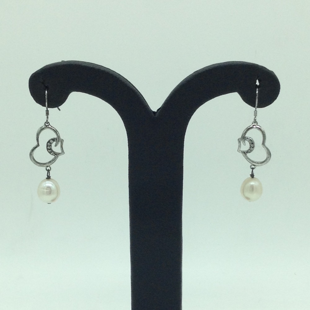 Pearl CZ Silver Ear Hangings JER0147