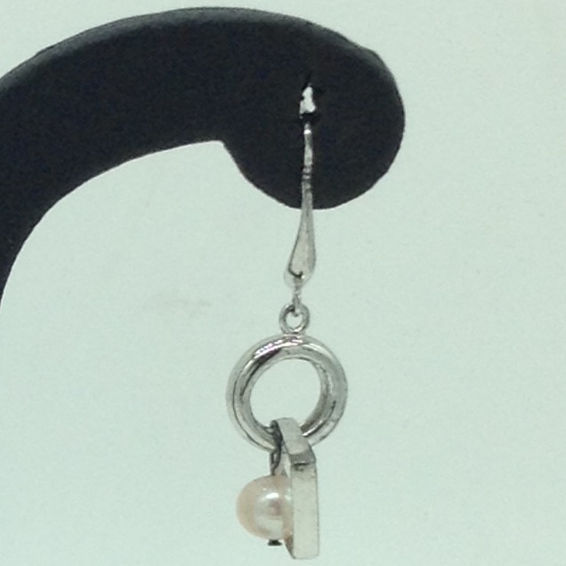 Pearl CZ Silver Ear Hangings JER0146 - Image 3