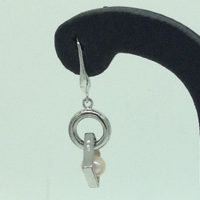 Pearl CZ Silver Ear Hangings JER0146 - Image 2