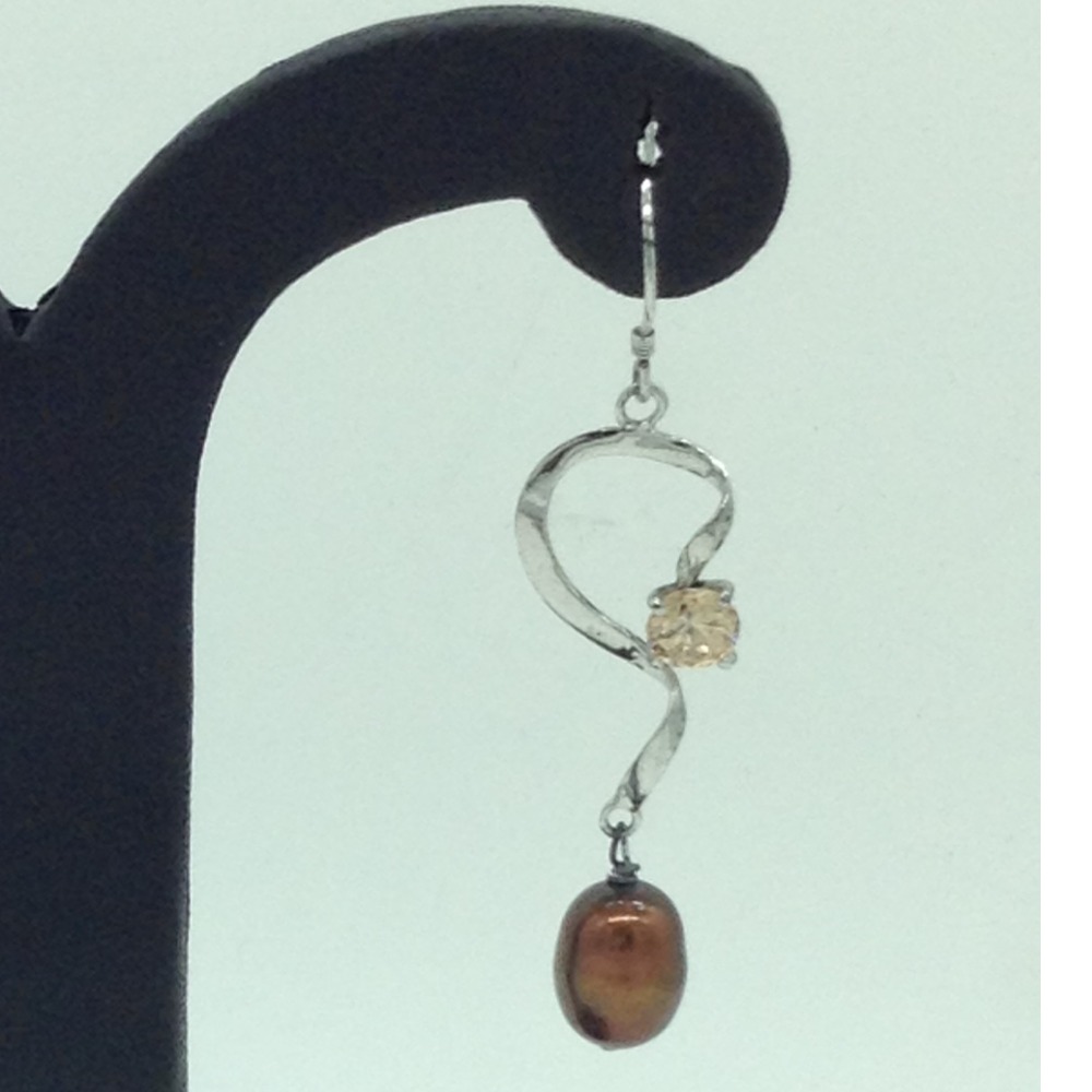 Pearl CZ Silver Ear Hangings JER0143 - Image 3