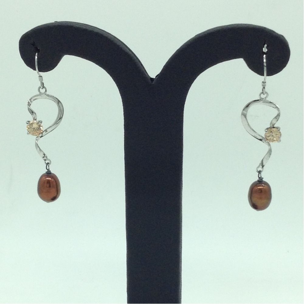 Pearl CZ Silver Ear Hangings JER0143