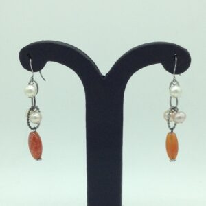 Pearl Semi Stones Silver Ear Hangings JER0140