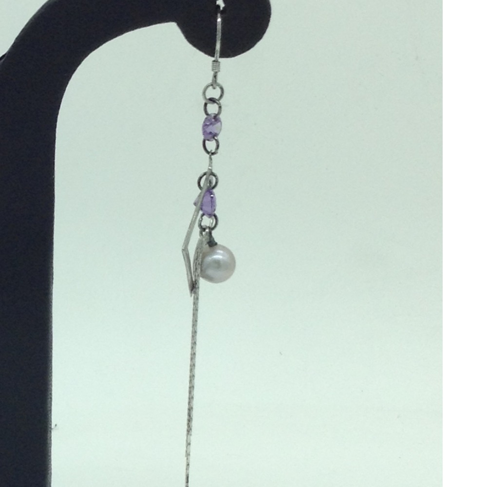 Pearl Silver Ear Hangings JER0139 - Image 3