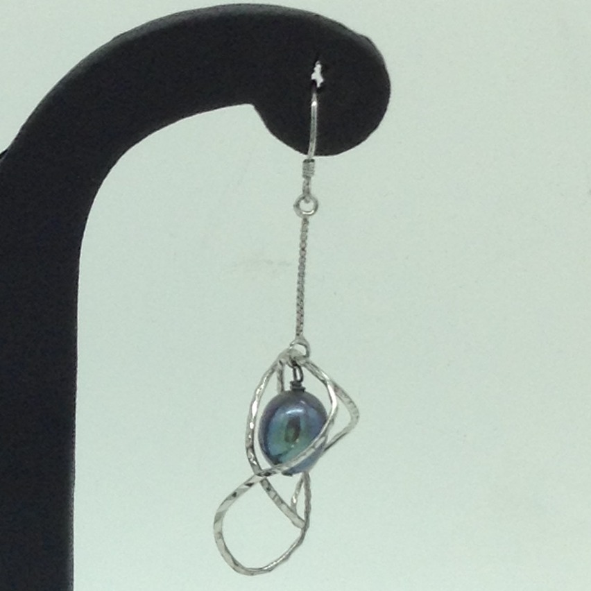 Pearl Silver Ear Hangings JER0136 - Image 3
