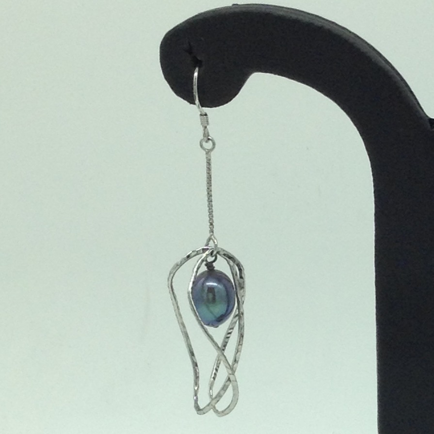 Pearl Silver Ear Hangings JER0136 - Image 2