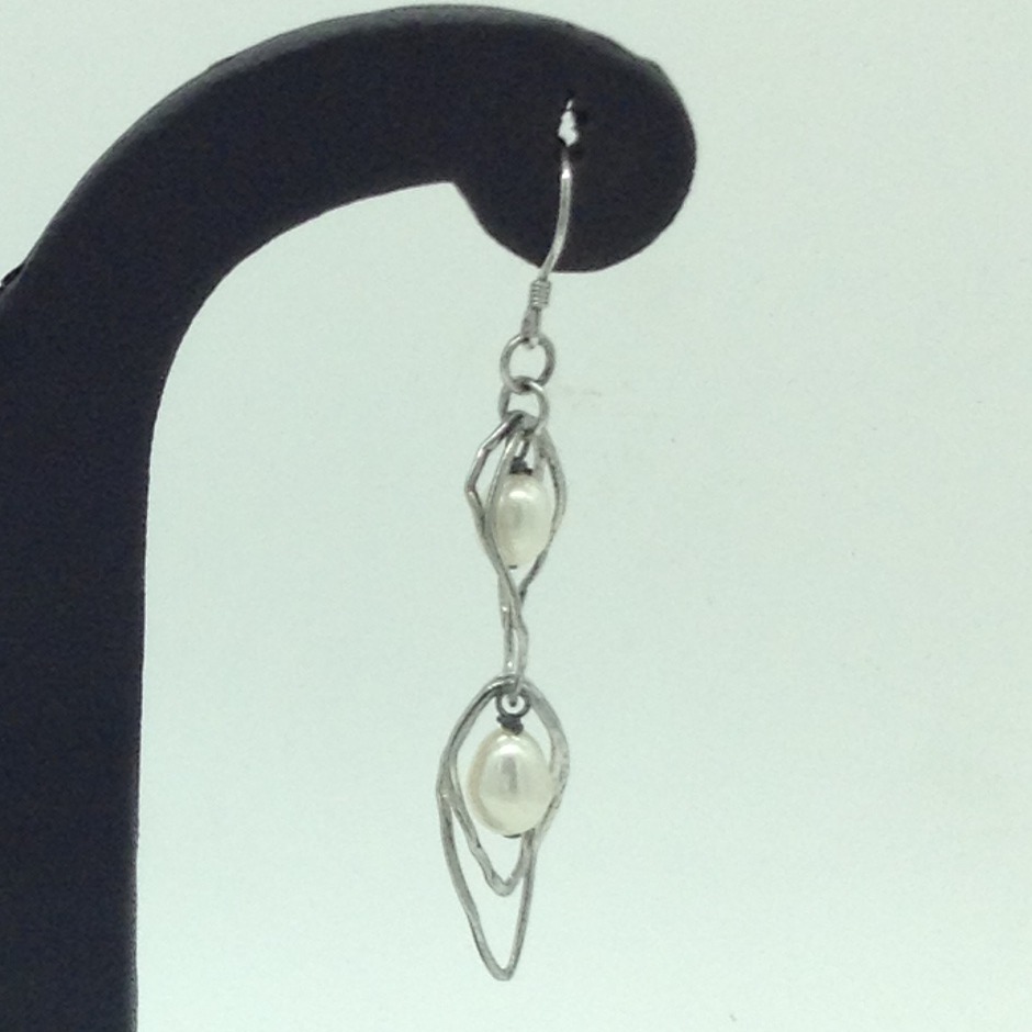 Pearl Silver Ear Hangings JER0135 - Image 3