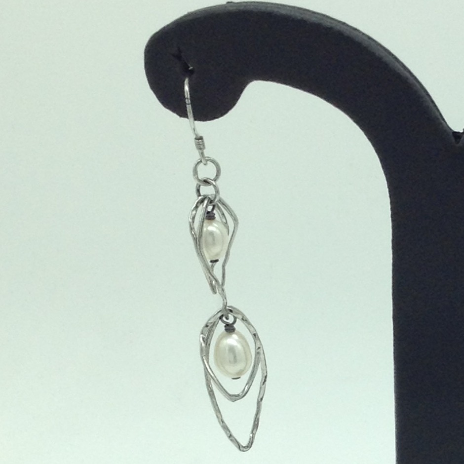 Pearl Silver Ear Hangings JER0135 - Image 2