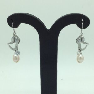 Pearl CZ Silver Ear Hangings JER0133