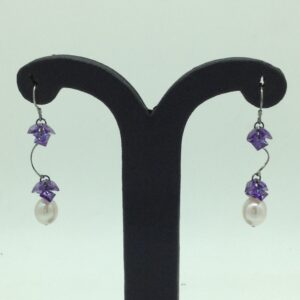Pearl CZ Stone Silver Ear Hangings JER0123