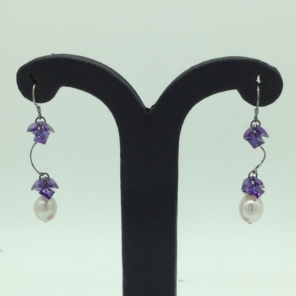 Pearl CZ Stone Silver Ear Hangings JER0123