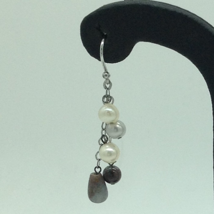 Pearl Semi Stone Silver Ear Hangings JER0118 - Image 2
