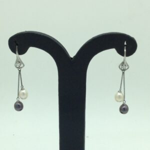 Pearl CZ Silver Ear Hangings JER0117
