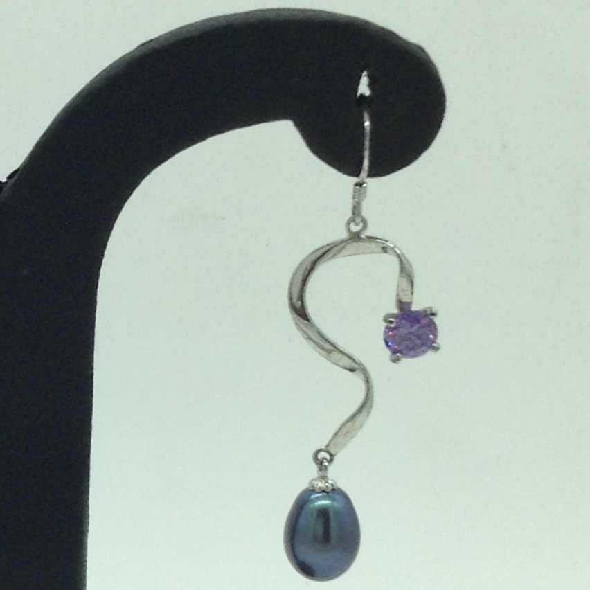 Pearl CZ Silver Ear Hangings JER0113 - Image 3