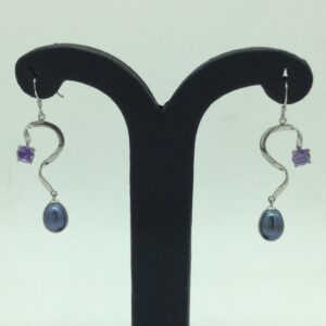 Pearl CZ Silver Ear Hangings JER0113
