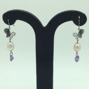 Pearl CZ Silver Ear Hangings JER0111
