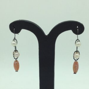 Pearl and Agate Silver Ear Hangings JER0107