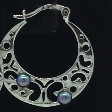 Pearl Silver Ear Hangings JER0100 - Image 3