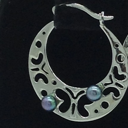 Pearl Silver Ear Hangings JER0100 - Image 2
