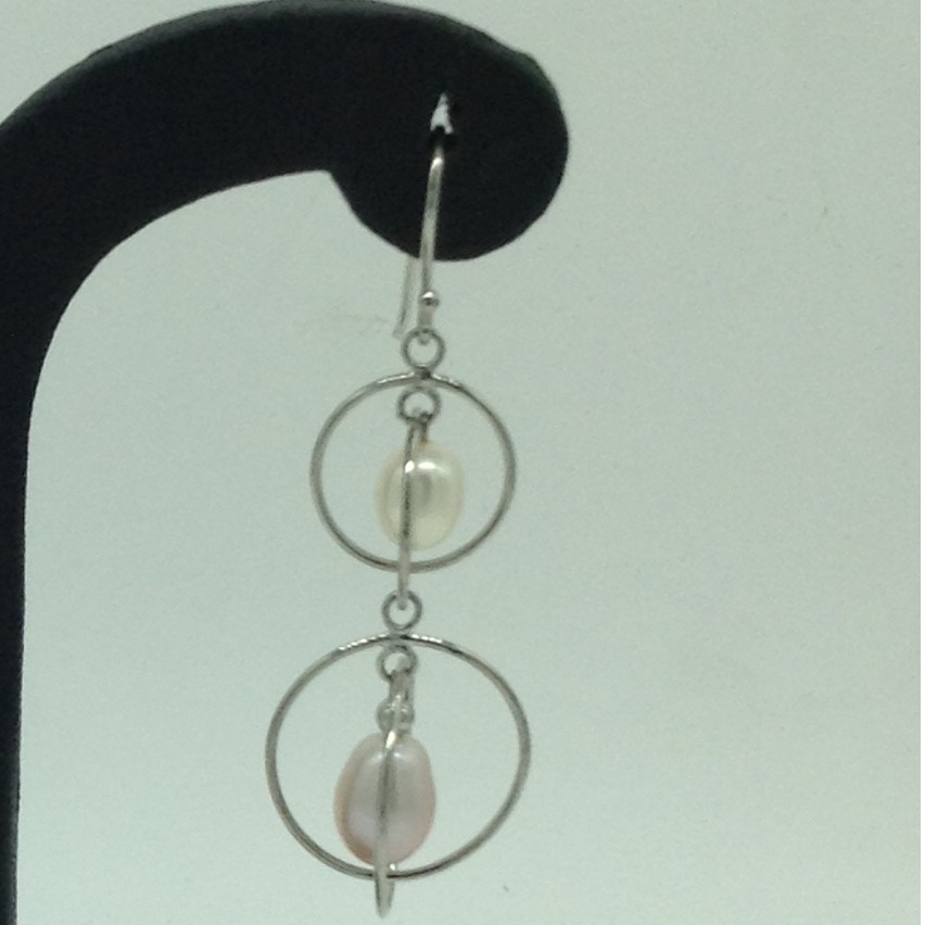 Pearl Silver Ear Hangings JER0091 - Image 3