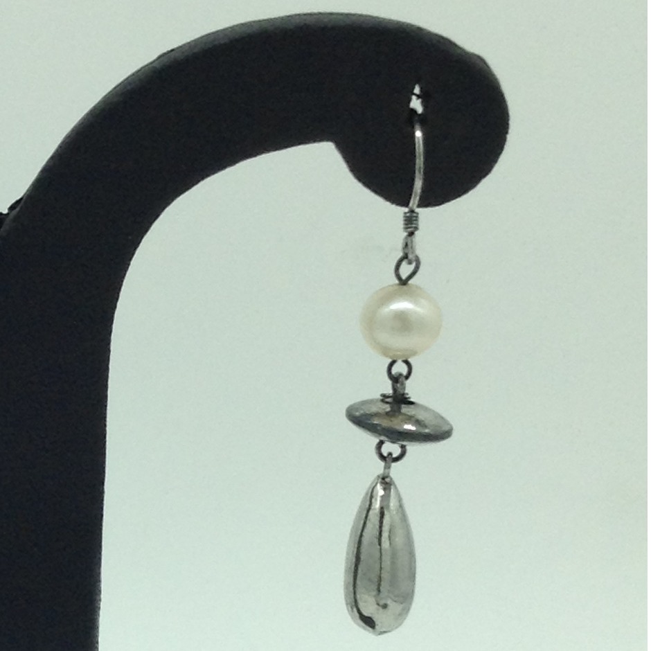 Pearl Silver Ear Hangings JER0083 - Image 3