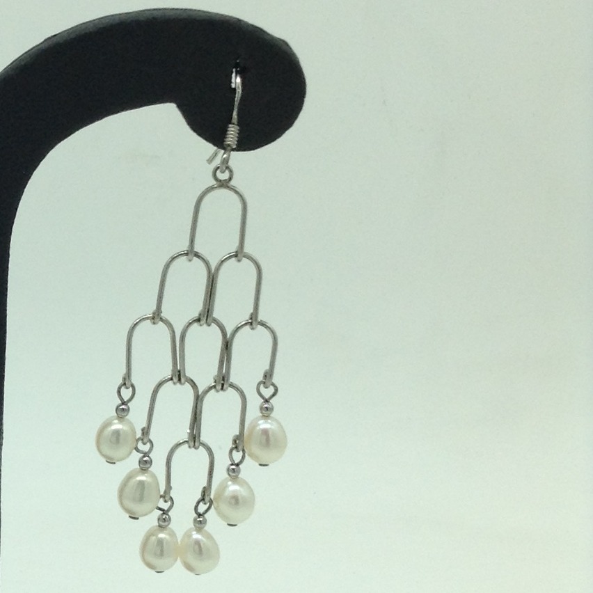 Pearl Silver Ear Hangings JER0080 - Image 3