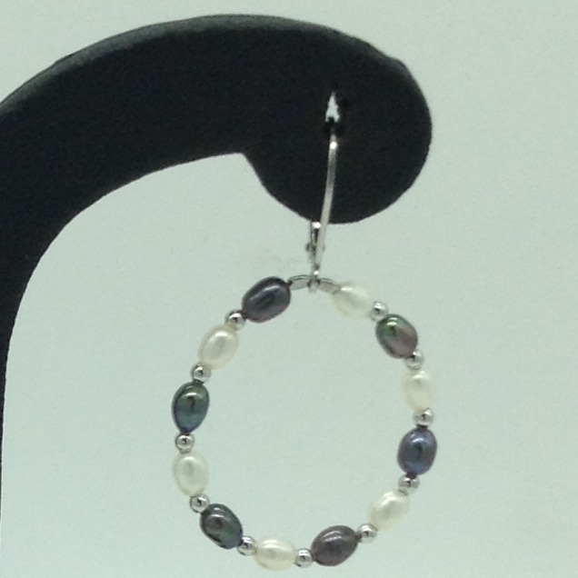 Pearl CZ Silver Ear Hangings JER0075 - Image 3