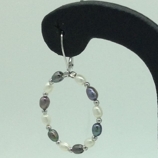 Pearl CZ Silver Ear Hangings JER0075 - Image 2