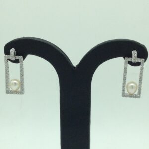 Pearl CZ Silver Ear Hangings JER0073