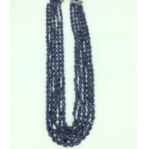 Natural Blue Sapphires Oval Aweja 5 Layers Necklace JSB0148