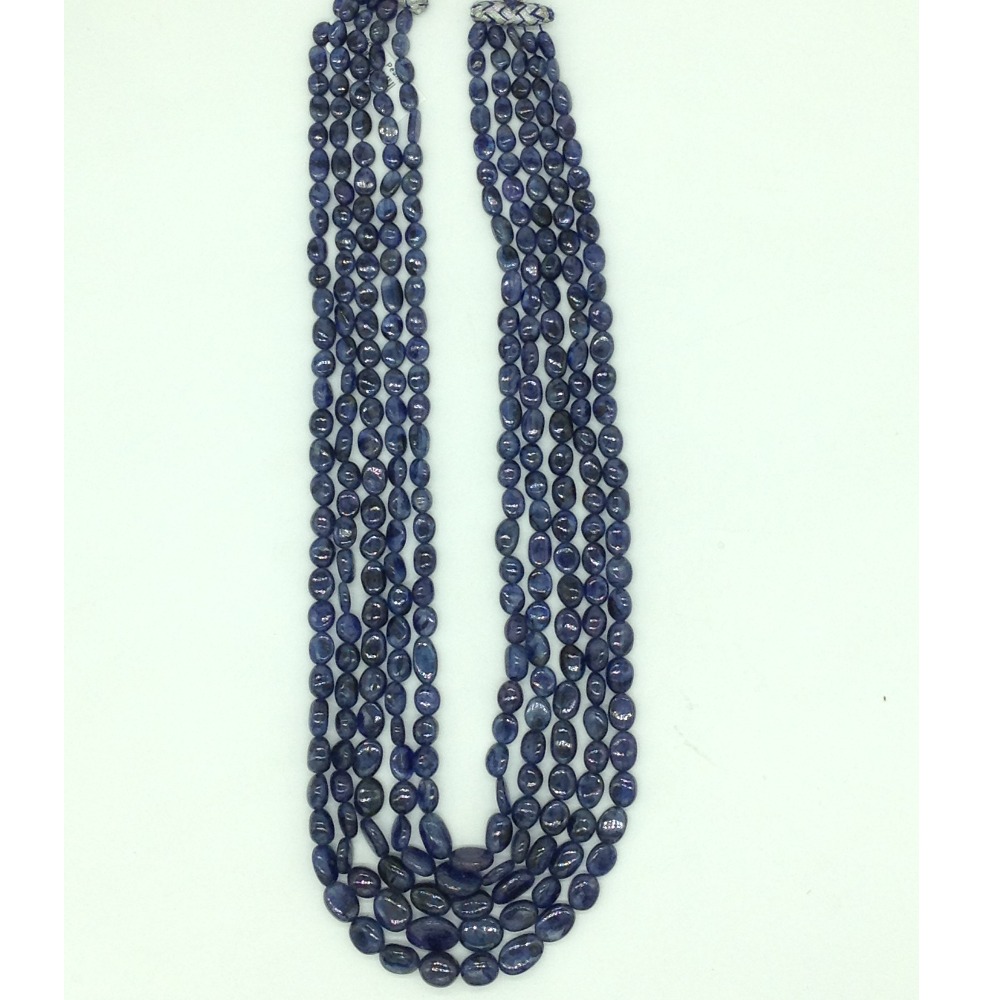 Natural Blue Sapphires Oval Aweja 5 Layers Necklace JSB0148