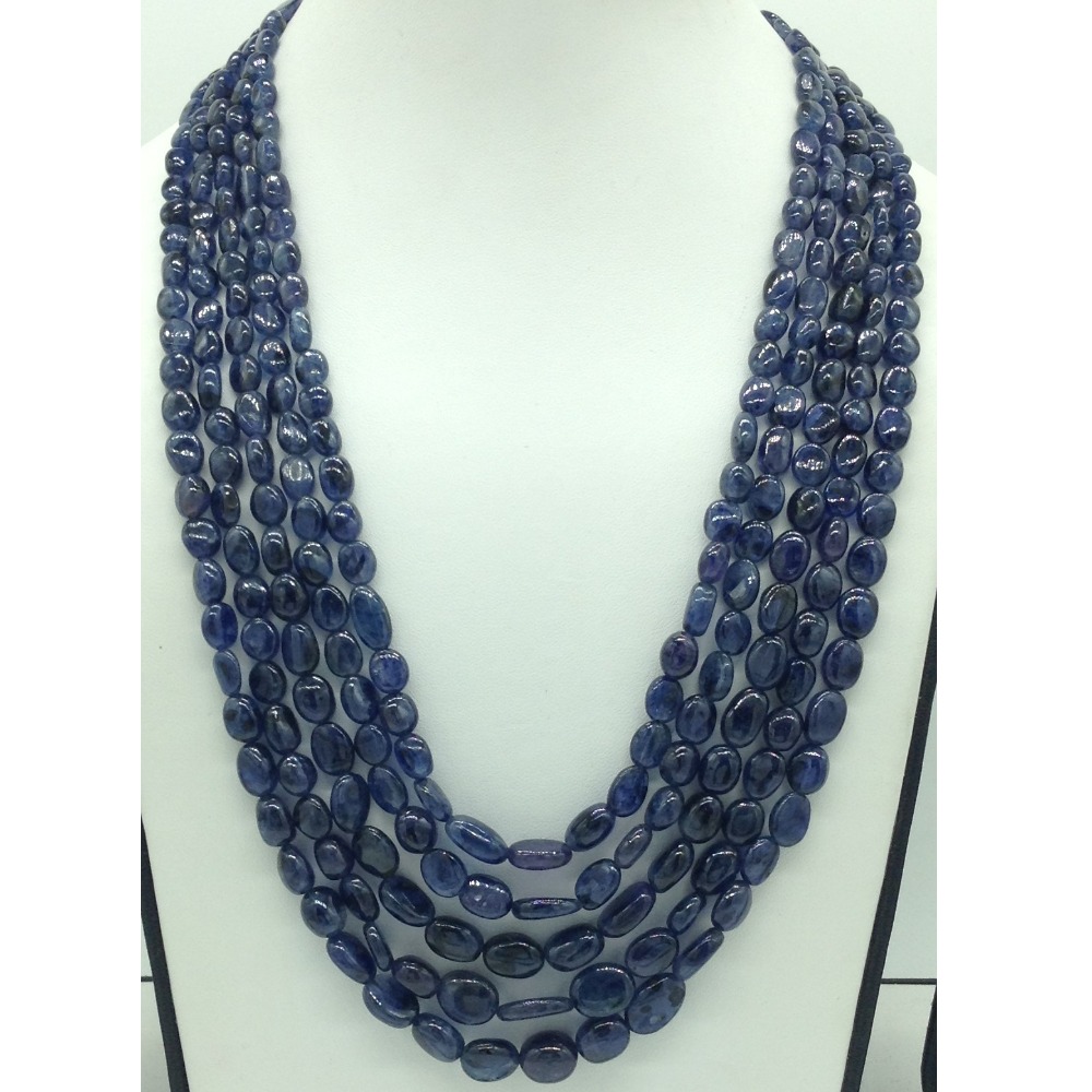 Natural Blue Sapphires Oval Aweja 5 Layers Necklace JSB0148
