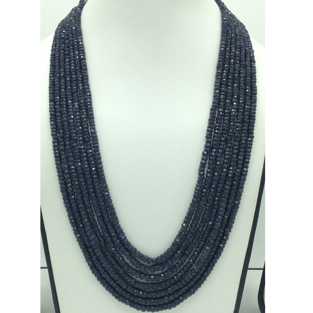 Natural Blue Sapphires Round Faceted 7 Layers Necklace JSB0147