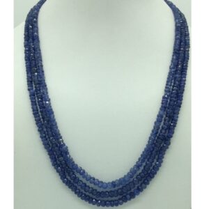 Natural Blue Sapphires Round Faceted 3 Layers Necklace JSB0146