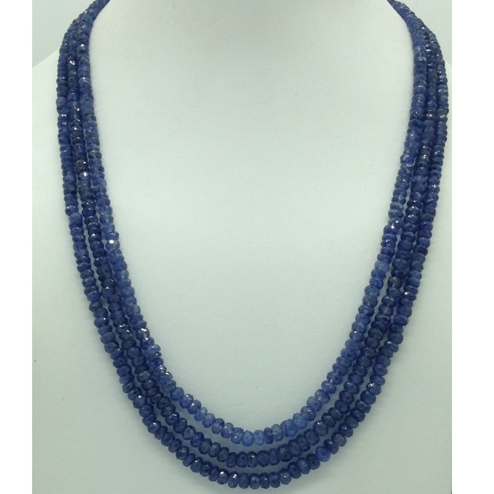 Natural Blue Sapphires Round Faceted 3 Layers Necklace JSB0146