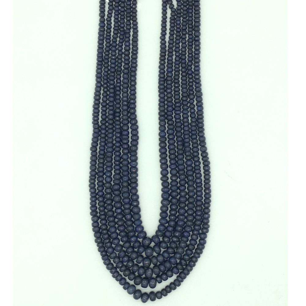 Natural Blue Sapphires Round Plain 6 Layers Necklace JSB0145