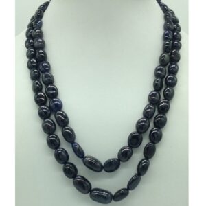 Natural Blue Sapphires Oval Aweja 2 Layers Necklace JSB0144