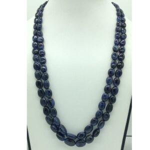 Natural Blue Sapphires Oval Aweja 2 Layers Necklace JSB0143