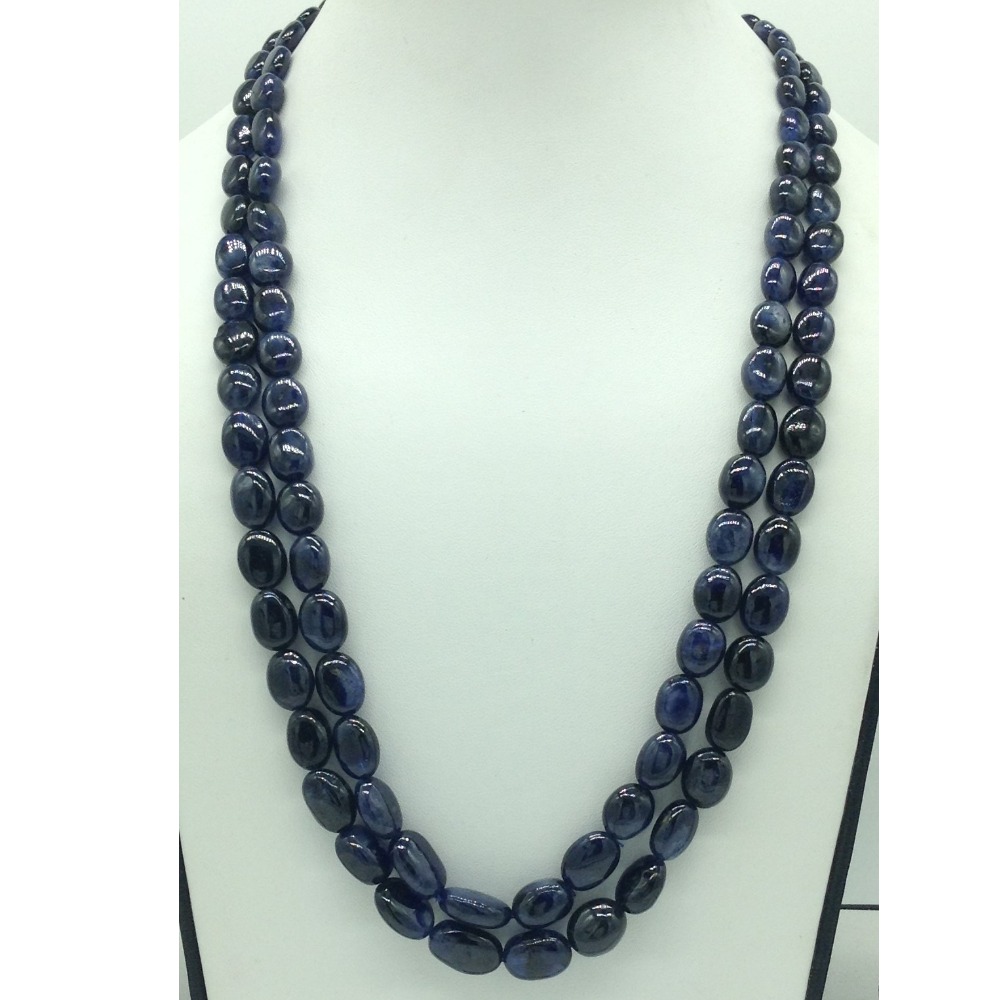 Natural Blue Sapphires Oval Aweja 2 Layers Necklace JSB0143