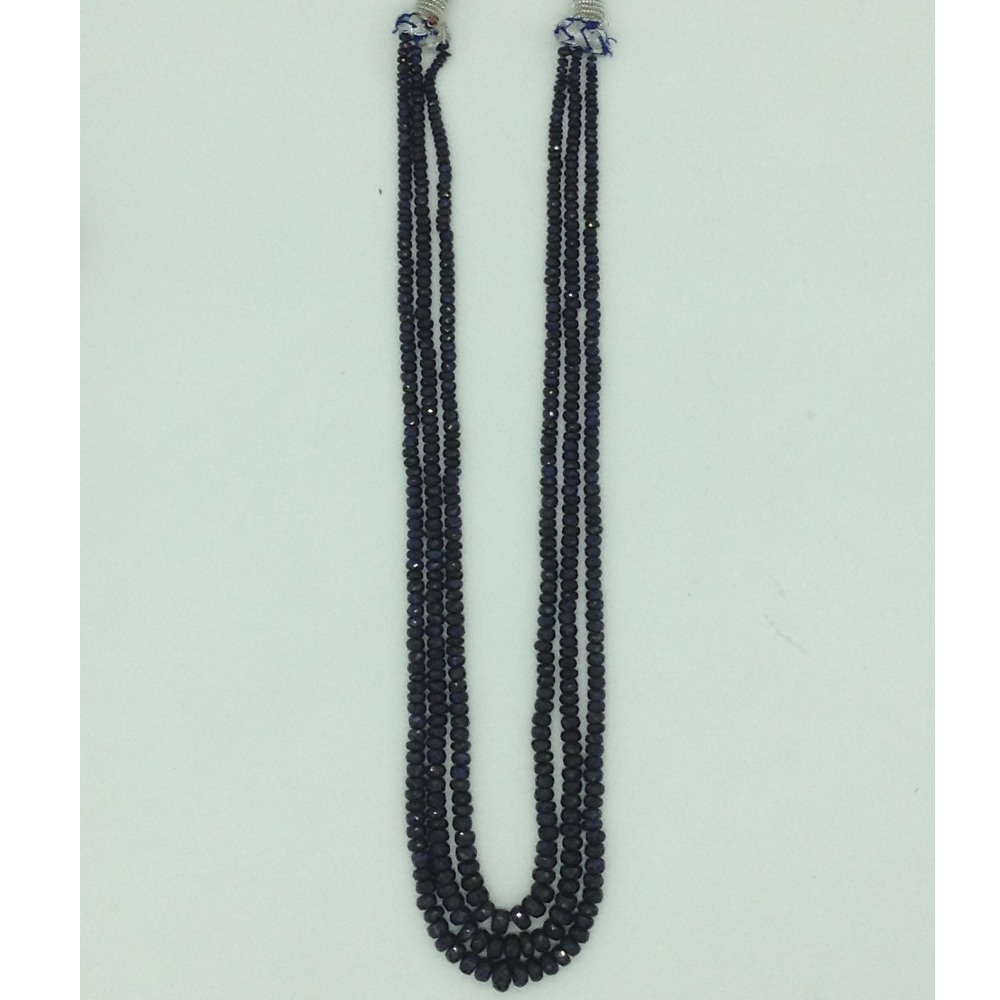 Natural Blue Sapphires Round Faceted 3 Layers Necklace JSB0142