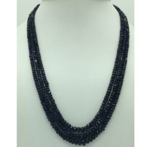 Natural Blue Sapphires Round Faceted 3 Layers Necklace JSB0142