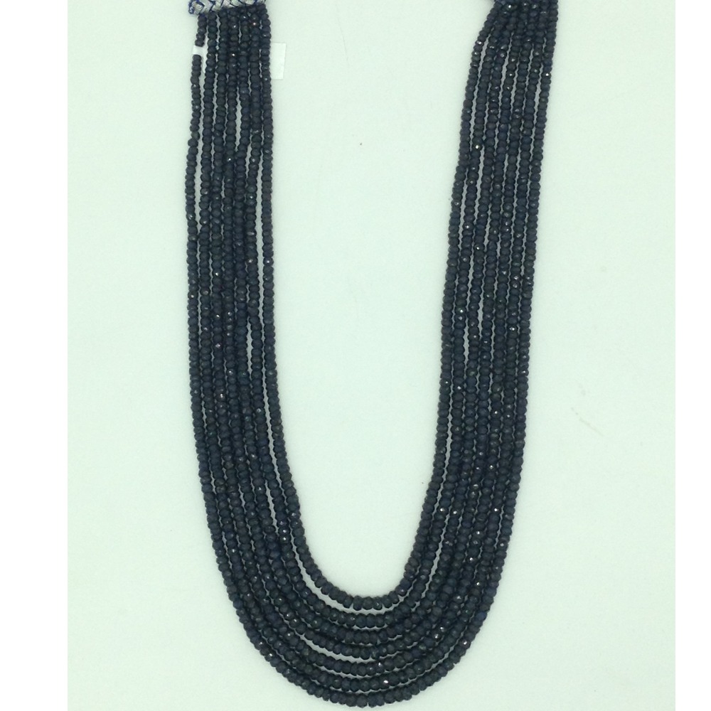Natural Blue Sapphires Round Faceted 7 Layers Necklace JSB0140