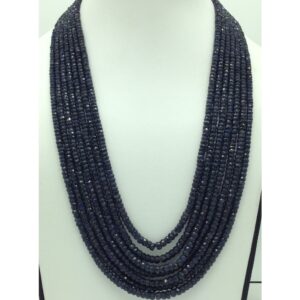 Natural Blue Sapphires Round Faceted 7 Layers Necklace JSB0140