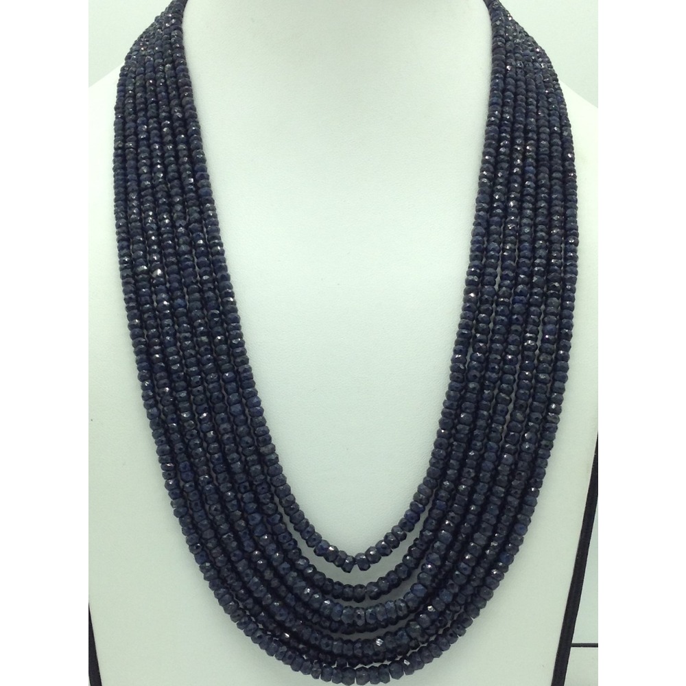 Natural Blue Sapphires Round Faceted 7 Layers Necklace JSB0140