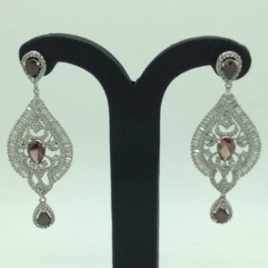 White and Purple CZ Stones Ear Hangings JER0069
