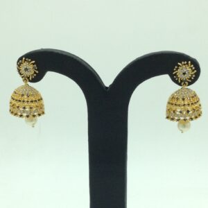 White and Black CZ Stones Ear Jhumki JER0067